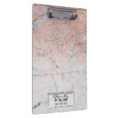 Roze & Grijs Marmer Moderne Mode Gepersonaliseerd Klembord (Rechts)