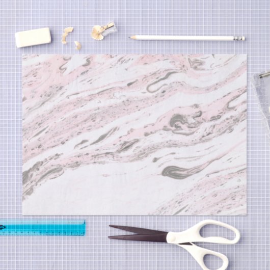 Roze & Grijs Marmer Tissuepapier (Craft)
