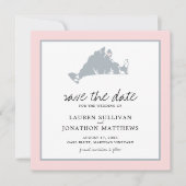 Roze grijs Martha's wijngaard sparen de Datum Save The Date (Voorkant)