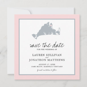 Roze grijs Martha's wijngaard sparen de Datum Save The Date