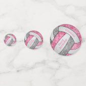 Roze Grijs Meisjes Volleybal Verjaardagsfeest Cust Confetti (Voorkanten)