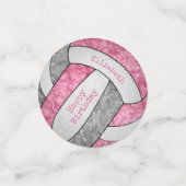 Roze Grijs Meisjes Volleybal Verjaardagsfeest Cust Confetti (Kleine voorkant)