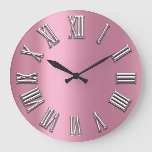 Roze grijs metaal grijs zilver Romeins getal Grote Klok (Voorkant)