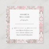 Roze Grijs Modern Geometrisch Vierkant Vierkante Visitekaartje (Achterkant)