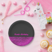 Roze & Grijs Modern Glam Sequins Chic Party Papieren Bordje (Feest)