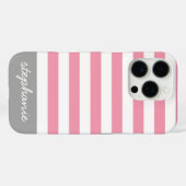 Roze grijs modern Striped Patroon met naam Case-Mate iPhone Case (Achterkant (horizontaal))