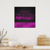 Roze & Grijs Moderne Glam Lovertjes Feest Banner Poster (Keuken)