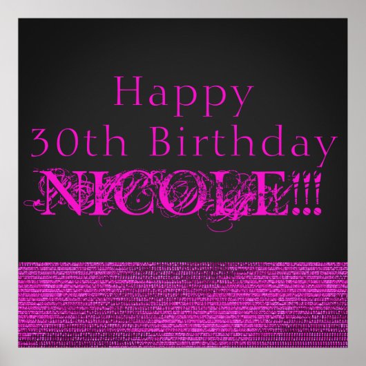 Roze & Grijs Moderne Glam Lovertjes Feest Banner Poster (Voorkant)
