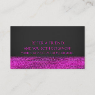 Roze & Grijs Moderne Glam Lovertjes Refer a Friend Aanbevelingskaartje