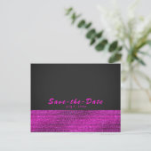 Roze & Grijs Moderne Glam Sequins Save the Date Aankondigingskaart (Staand voorkant)