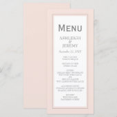 Roze Grijs Moderne Minimalistische Trouwdag Menu (Voorkant / Achterkant)