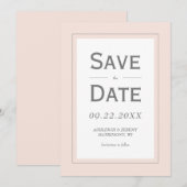 Roze Grijs Moderne Minimalistische Verticale Save The Date (Voorkant / Achterkant)