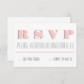 Roze, grijs moderne typografie, bruiloft RSVP antw (Voorkant / Achterkant)