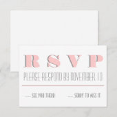 Roze, grijs moderne typografie, bruiloft RSVP antw Kaartje (Voorkant / Achterkant)