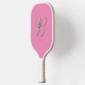 Roze grijs monogram bloemletter B Pickleball Paddle (Links)
