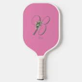 Roze grijs monogram bloemletter B Pickleball Paddle (Achterkant)