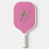 Roze grijs monogram bloemletter B Pickleball Paddle (Voorkant)