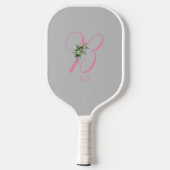 Roze grijs monogram bloemletter B Pickleball Paddle (Achterkant)