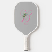 Roze grijs monogram bloemletter B Pickleball Paddle (Voorkant)