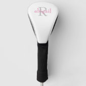 Roze & Grijs Monogram Driver Golf Head Hoesje Golfheadcover (Voorkant)