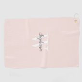 Roze Grijs Monogram Gepersonaliseerd Golfhanddoek (Horizontaal)