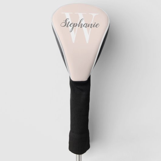 Roze Grijs Monogram Gepersonaliseerd Golfheadcover (Voorkant)