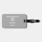 Roze grijs, monogrammen volleybalbagagelabel bagagelabel (Achterkant horizontaal)