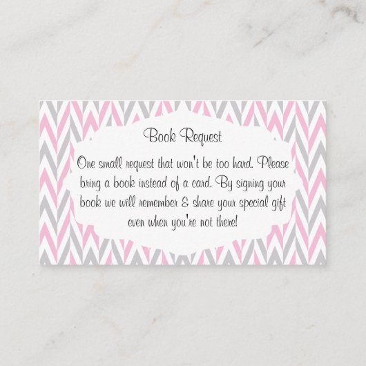 Roze Grijs Olifant Baby shower Boek Aanvraag 2 Informatiekaartje (Achterkant)