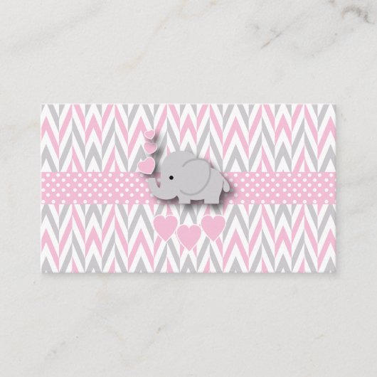 Roze Grijs Olifant Baby shower Boek Aanvraag 2 Informatiekaartje (Voorkant)