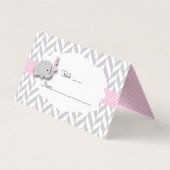 Roze & Grijs Olifant Baby shower | Kaarten plaatse (Achterkant)