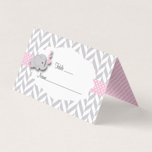 Roze & Grijs Olifant Baby shower | Kaarten plaatse (Achterkant)