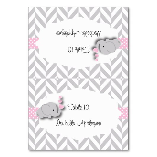 Roze & Grijs Olifant Baby shower | Kaarten plaatse (Voorkant)