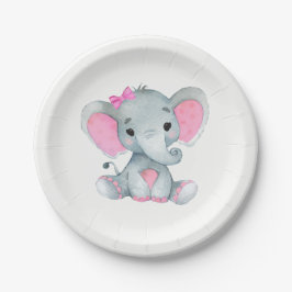 Roze Grijs Olifant Bord 4 Baby shower, Verjaardag