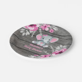 Roze Grijs Olifant Bord 4 Baby shower, Verjaardag (Gekanteld)