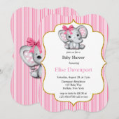Roze Grijs Olifant Meisje Baby shower Kaart (Voorkant / Achterkant)