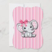 Roze Grijs Olifant Meisje Baby shower Kaart (Achterkant)