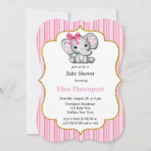 Roze Grijs Olifant Meisje Baby shower