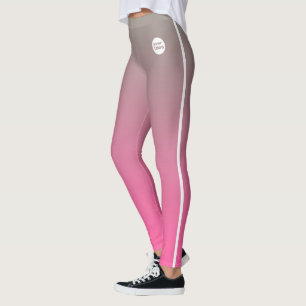 Roze Grijs Ombre Gradient Custom Business Logo Leggings