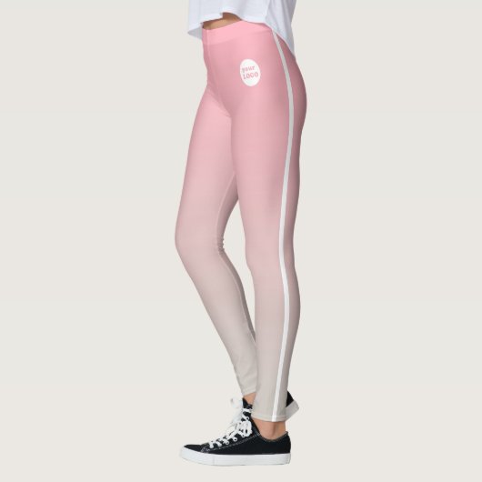 Roze Grijs Ombre Gradient Custom Business Logo Leggings (Links)