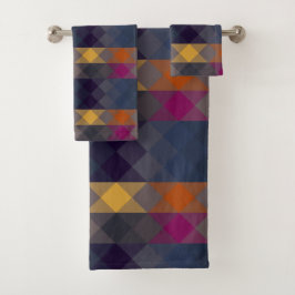 roze grijs paars oranje en blauw geometrisch bad handdoek