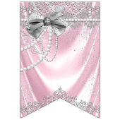 Roze Grijs Parel Stoel Girly Baby shower Vlaggetjes (Tweede vlag)