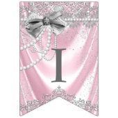 Roze Grijs Parel Stoel Girly Baby shower Vlaggetjes (Derde vlag)