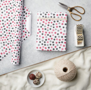 Roze Grijs Patroon Polka Dots Wrapping Paper Cadeaupapier