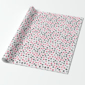 Roze Grijs Patroon Polka Dots Wrapping Paper Cadeaupapier (Uitgerold)