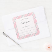 Roze Grijs Plaid lijst met naam bookplate Vierkante Sticker (Envelop)