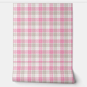 Roze Grijs Plaid Moderne en Stijl Wallpaper Behang