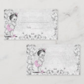 Roze Grijs  Princess Baby shower Plaatskaarten Plaatskaartje (Voorkant / Achterkant)