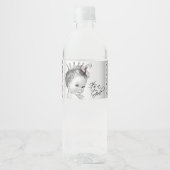 Roze Grijs Prinses Baby Meisje Waterfles Labels Etiket (Voorkant)