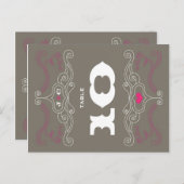 Roze & Grijs Rock 'n' Roll Muziek Thema Bruiloft Briefkaart (Voorkant / Achterkant)