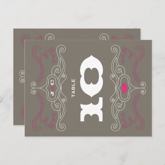 Roze & Grijs Rock 'n' Roll Muziek Thema Bruiloft Briefkaart (Voorkant / Achterkant)